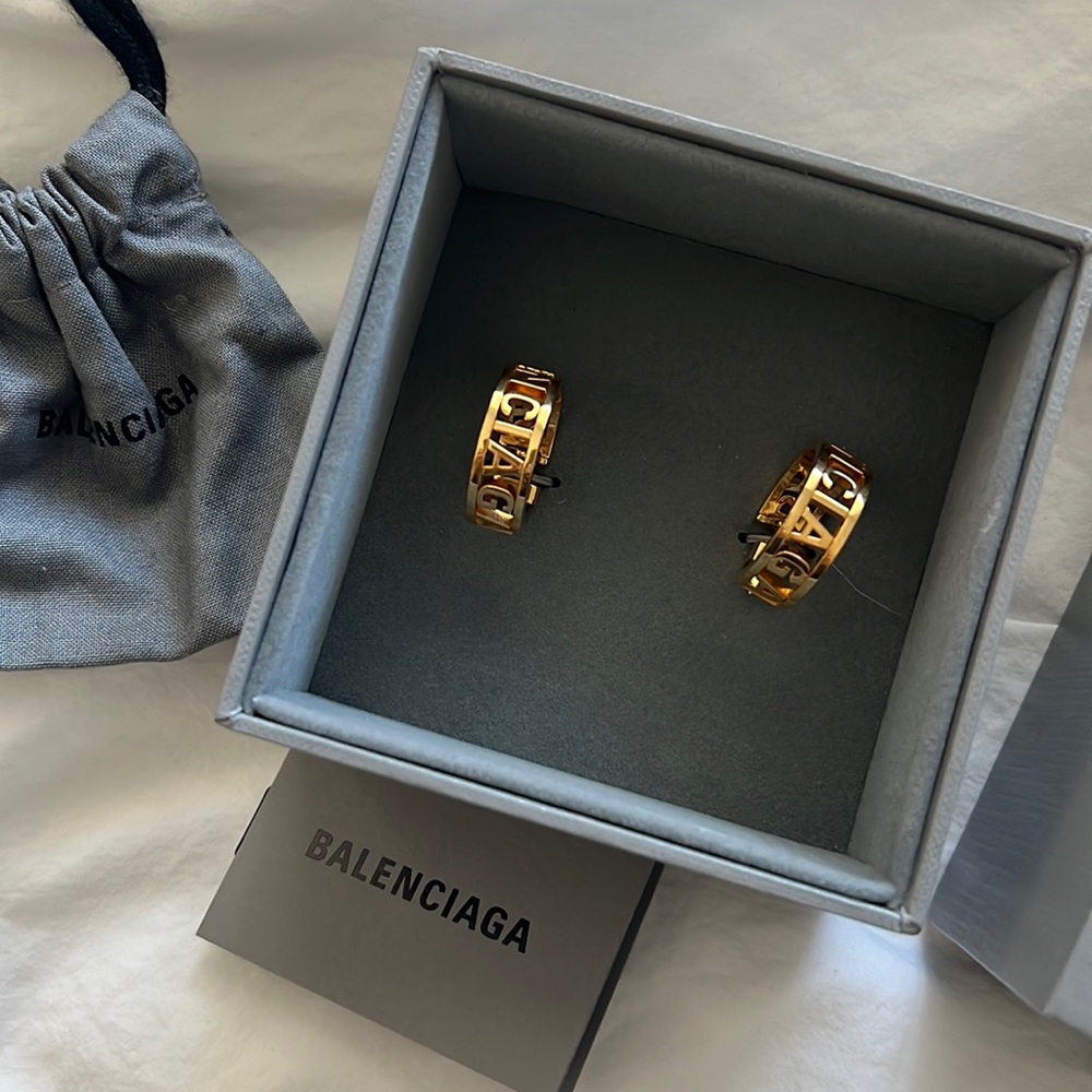 Balenciaga logo hoop earrings